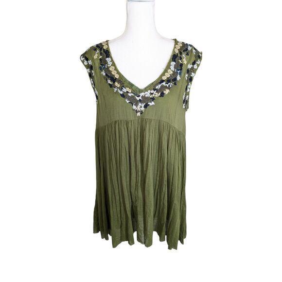 FP Movement by Free People Dresses & Skirts - Free People Green Mini 2 Pc Tunic Dress W/ Slip Size S Fairycore Witchy Boho